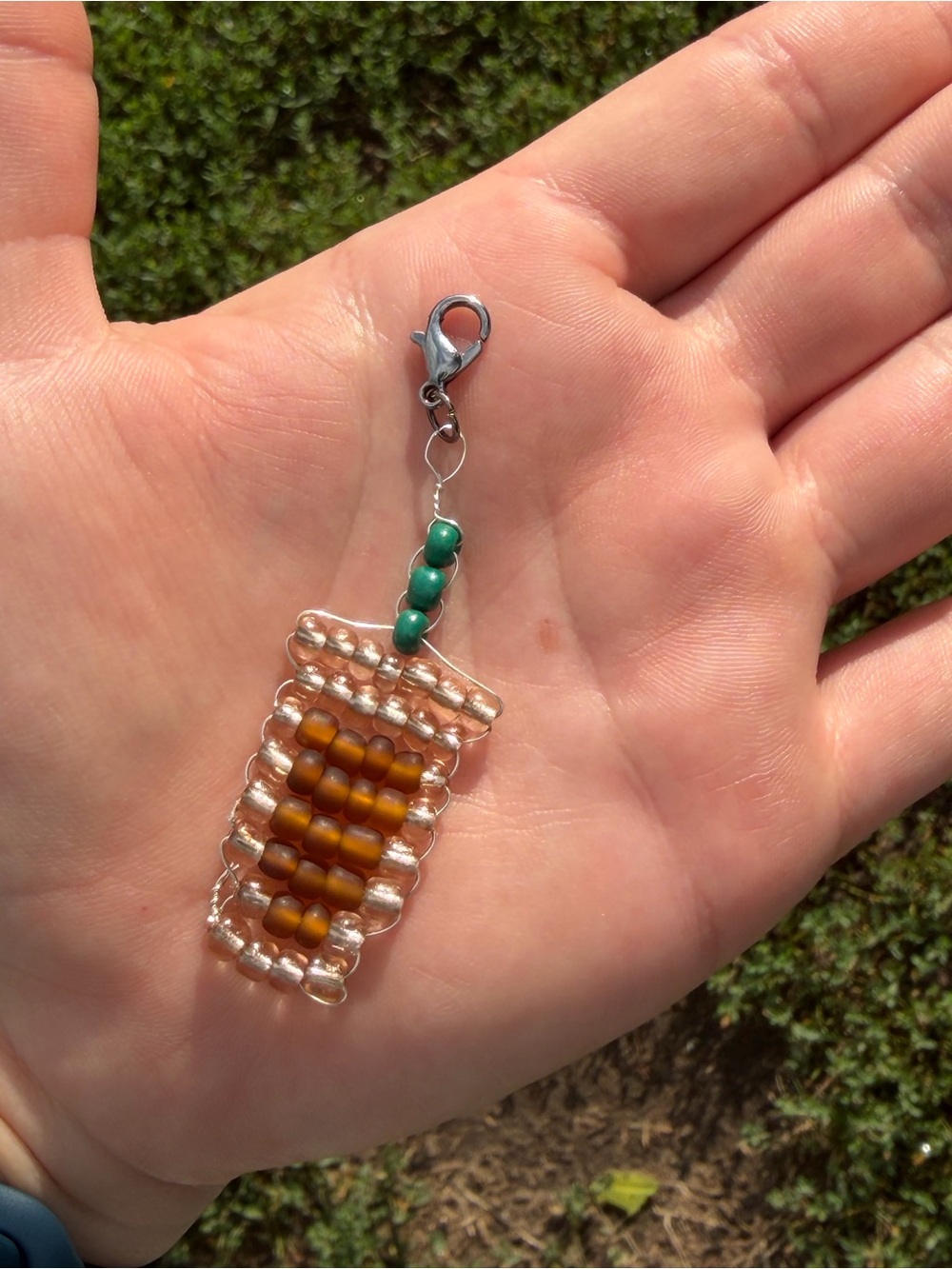 Handmade Starbucks ice coffee tumbler inspired beaded Charm for phone purse keys